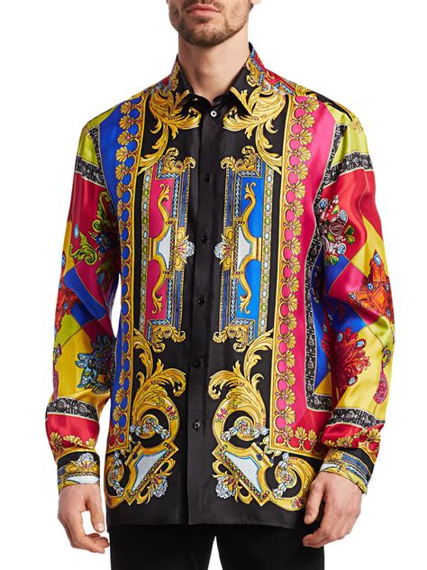 long sleeve versace mens shirt|Versace collection men shirt sale.